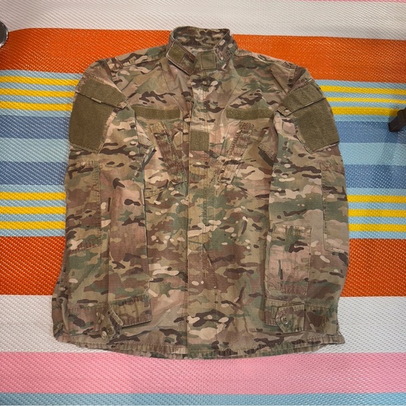 Army Camouflage Military Motorcycle Canvas Full Zip Jacket Men’s Size Large Long - Picture 1 of 3